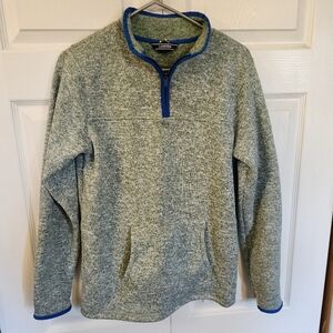 Lands' End 1/4 Zip Green/White Sherpa Lined Pullover Sweater Big Girls XL 18-20